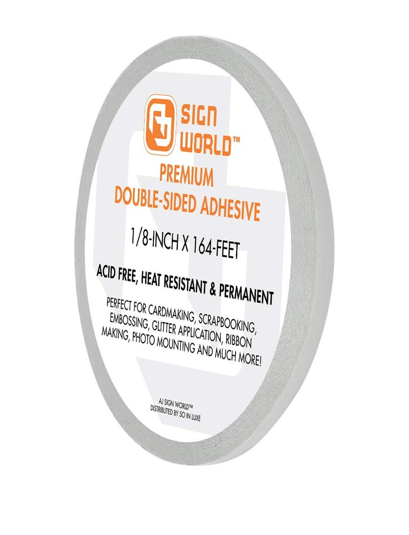 AJ Sign World Best 1/8" Ultra-Thin Permanent Double-Sided Tape for Arts, Crafts, Photography, Scrapbooking, Tear-by-Hand, Paper Backing (1/8-inch by 164-feet) - Image 1